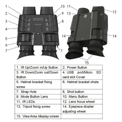 Binocolo Nv8000 3D Occhiali di visione notturna digitali Infrarossi Flip Up Scope