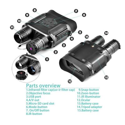 Binocolo digitale a visione notturna a infrarossi con funzione di videocamera e grande schermo 210X145X65MM