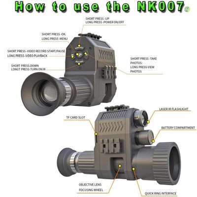 1080p di caccia visione notturna Video Camera monoculare DVR con built-in 850nm infrarosso torcia e 1,2 pollici schermo HD con crosshair regolabile